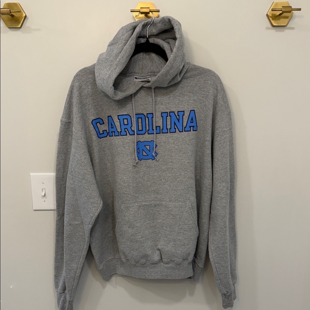 Champion Gray Pullover Hoodie with Carolina Blue Logo